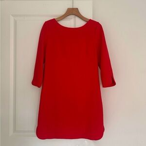 Vince Camuto women’s orange red 3/4 sleeve zipper back lined sheath dress size 8